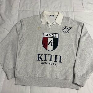 Kith Nelson Collared Pullover (SS25) Light Heather Grey